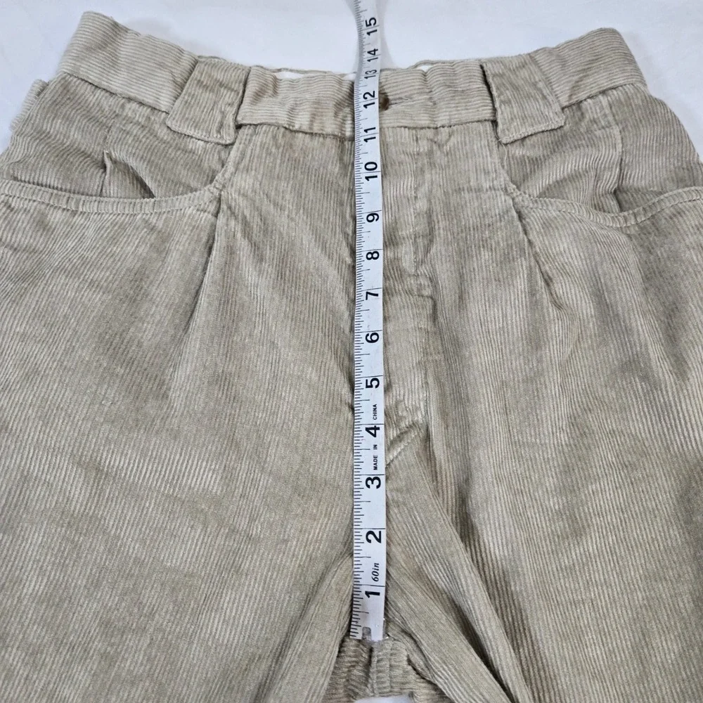 Vintage International Male Corduroy Pants 32 Pleated Rayon Beige Made in Taiwan
